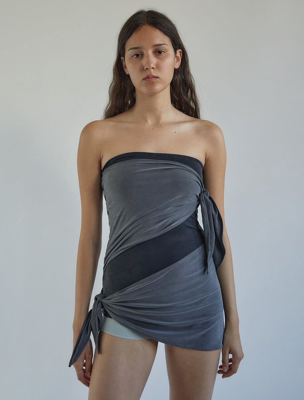 Buho cupro bandeau top long ties wrap around black