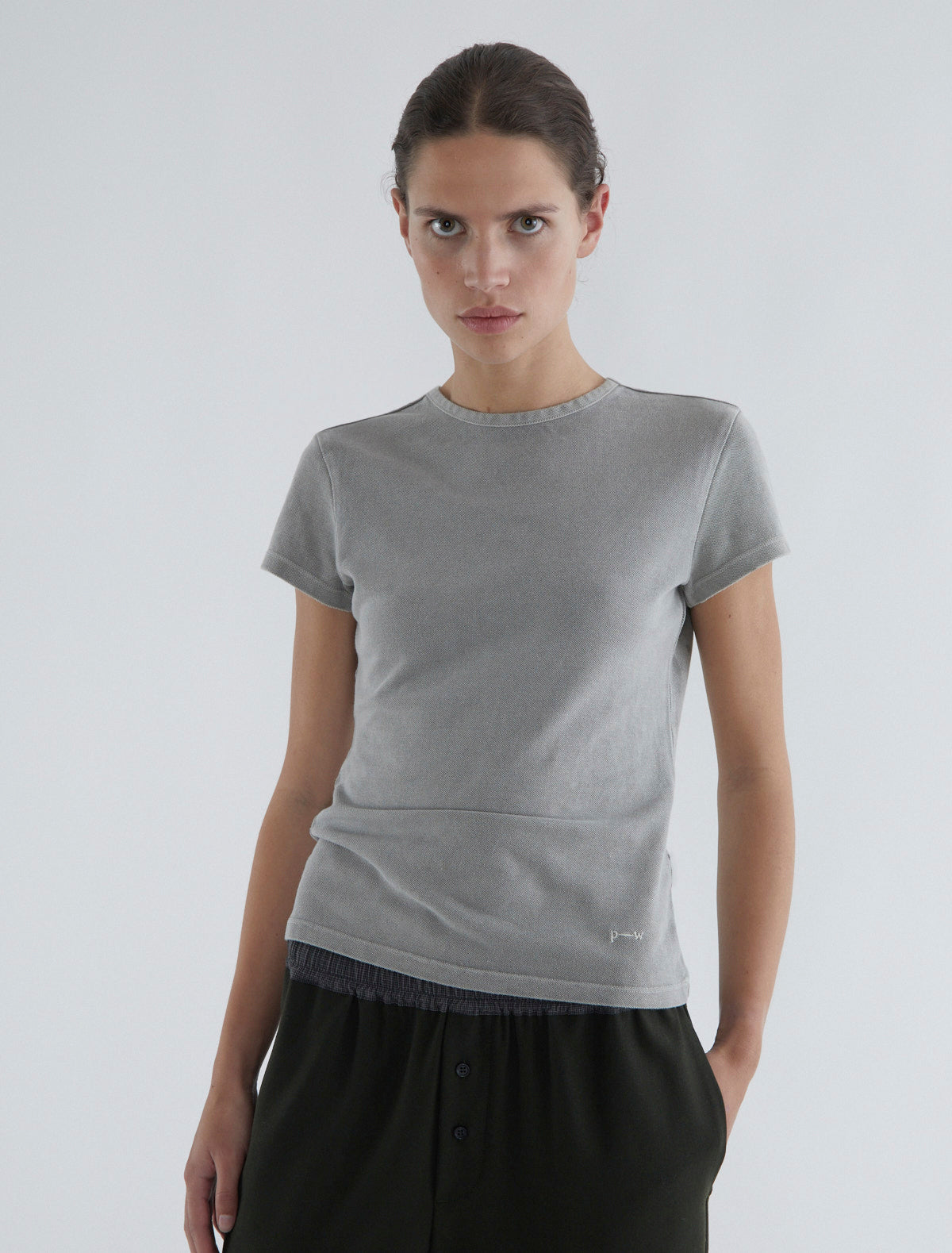Graham short sleeve v neck top brand embroidery
