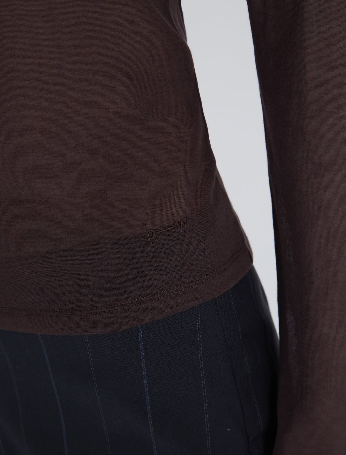 Hiro delicate sheer top raglan sleeves embroidery brown