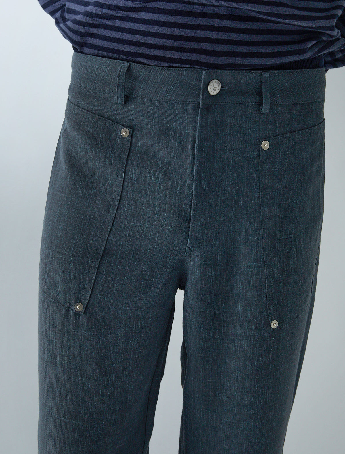 Orlando suit trousers side patch pockets rivet details grey