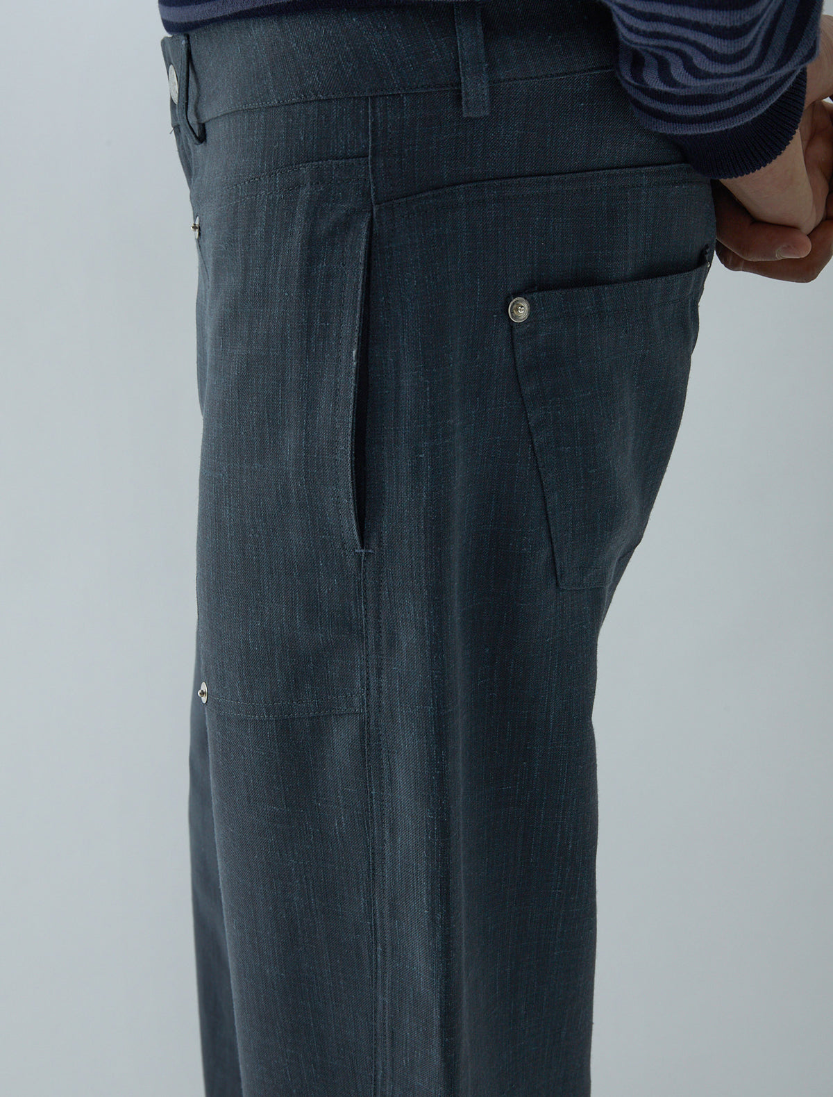 Orlando suit trousers side patch pockets rivet details grey