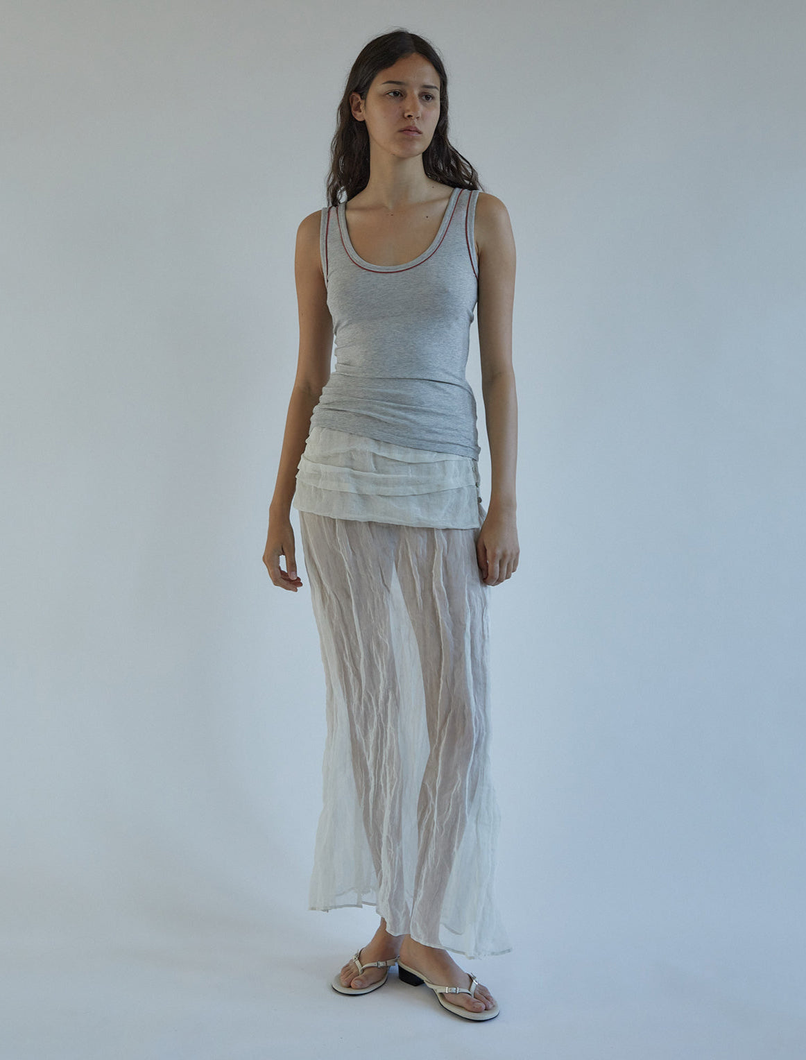Nadal fitted tank top contrast trim neckline armholes cotton