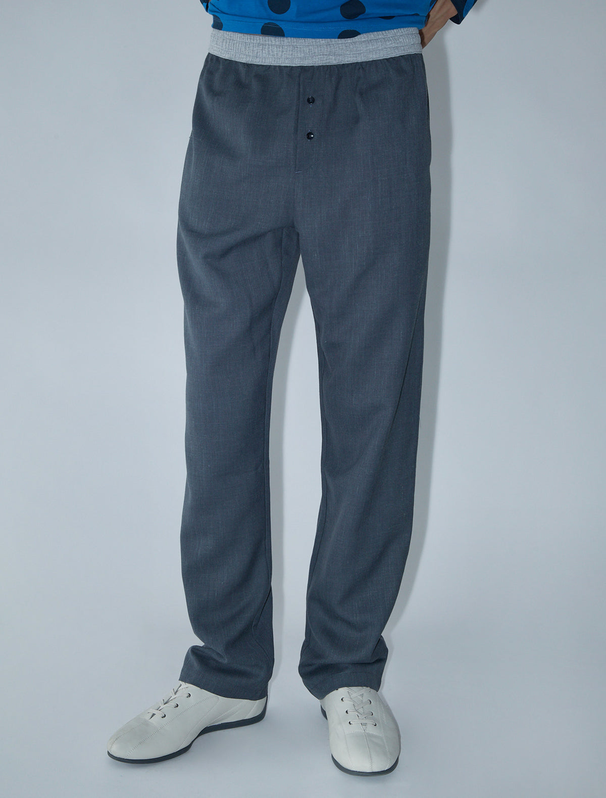 Gales suit trousers constrast waistband grey