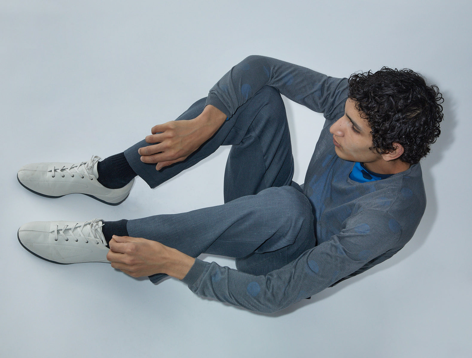 Gales suit trousers constrast waistband grey