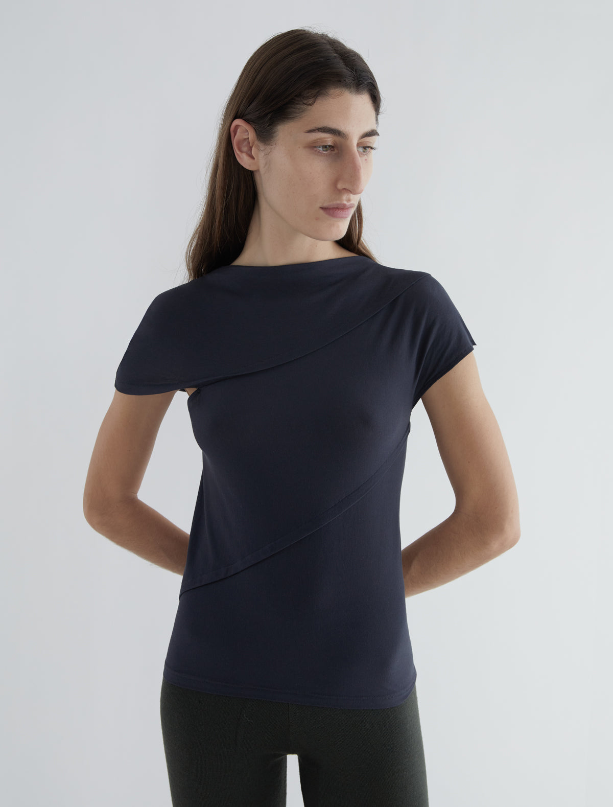 Aruba organic cotton top wrap style navy