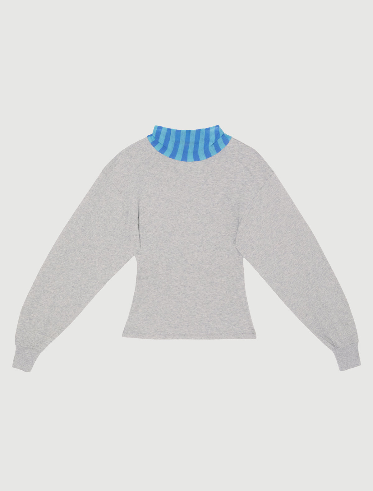 Cala long puffed sleeved top striped knitted collar
