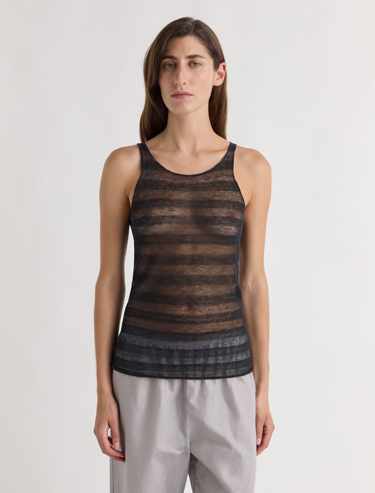 Dino striped effect knitted top black