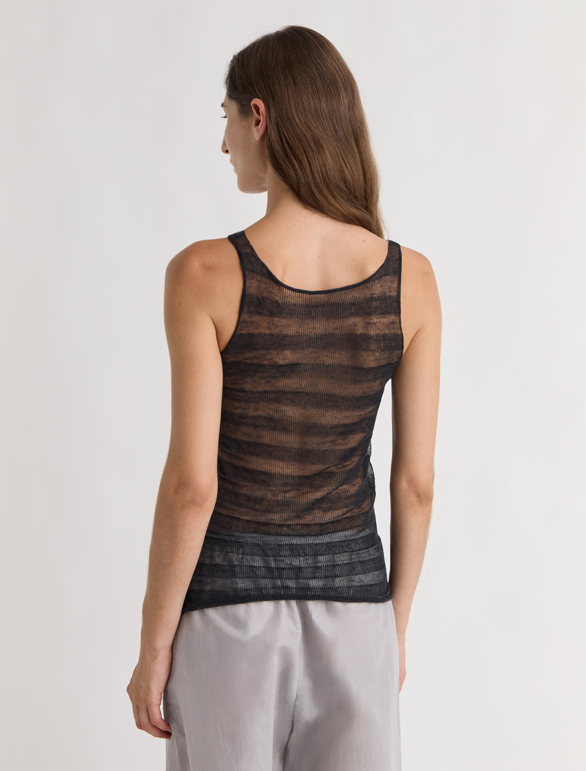 Dino striped effect knitted top black