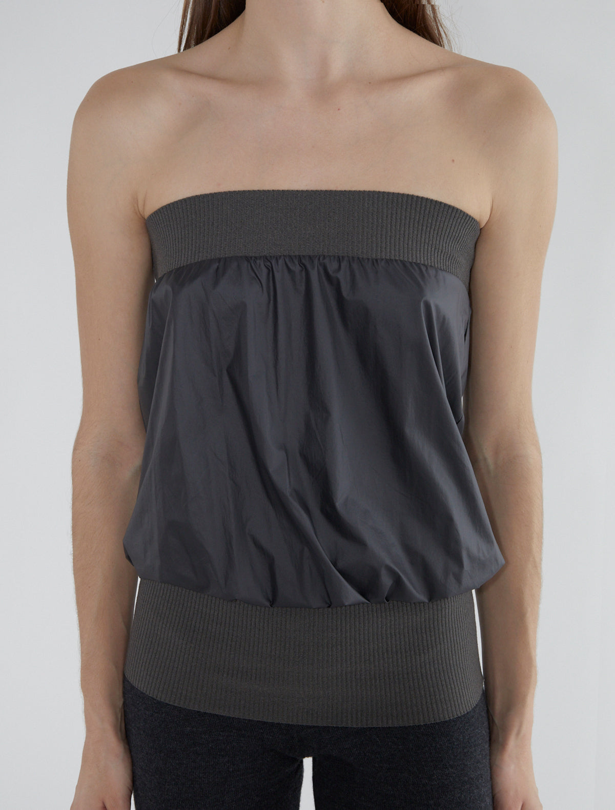 Fino mixed fabric top grey