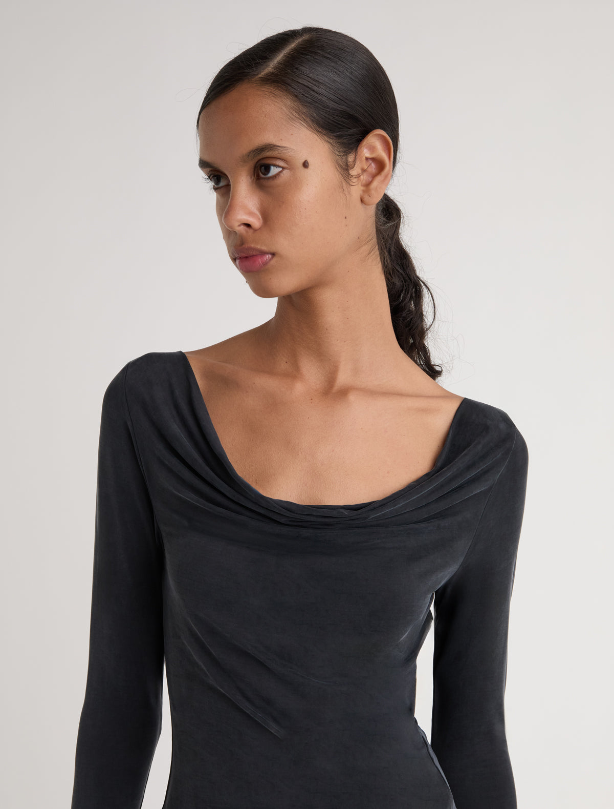 Lotto asymmetric long sleeved cupro top black