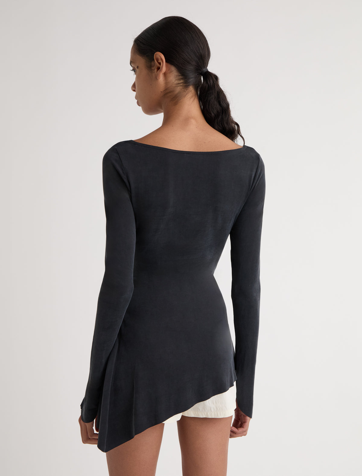 Lotto asymmetric long sleeved cupro top black