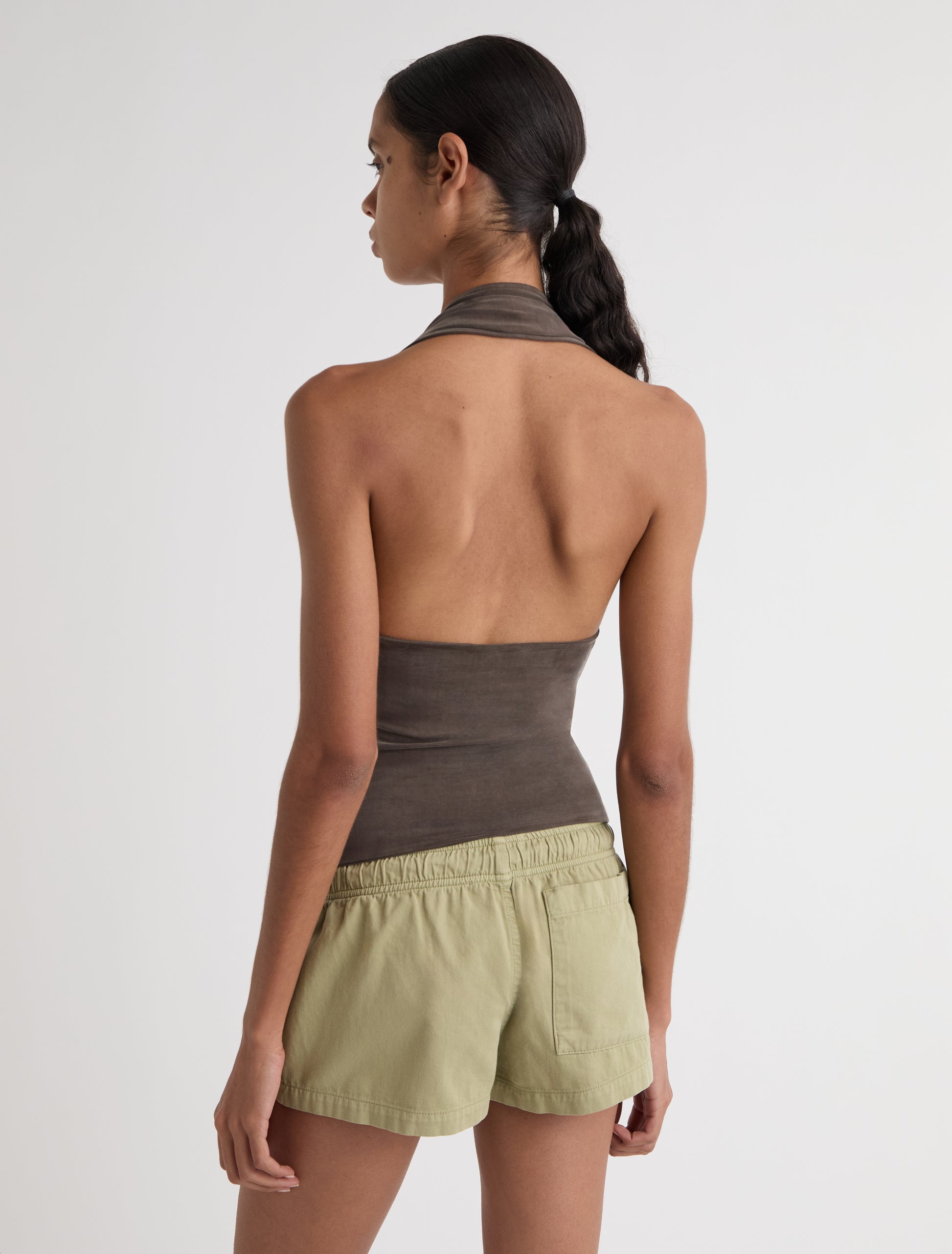 Mopit halter cupro top brown