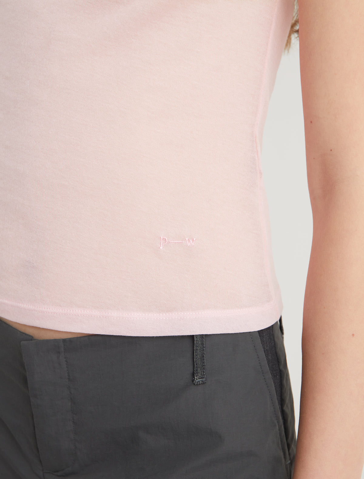 Omu delicate sheer top embroidery softpink