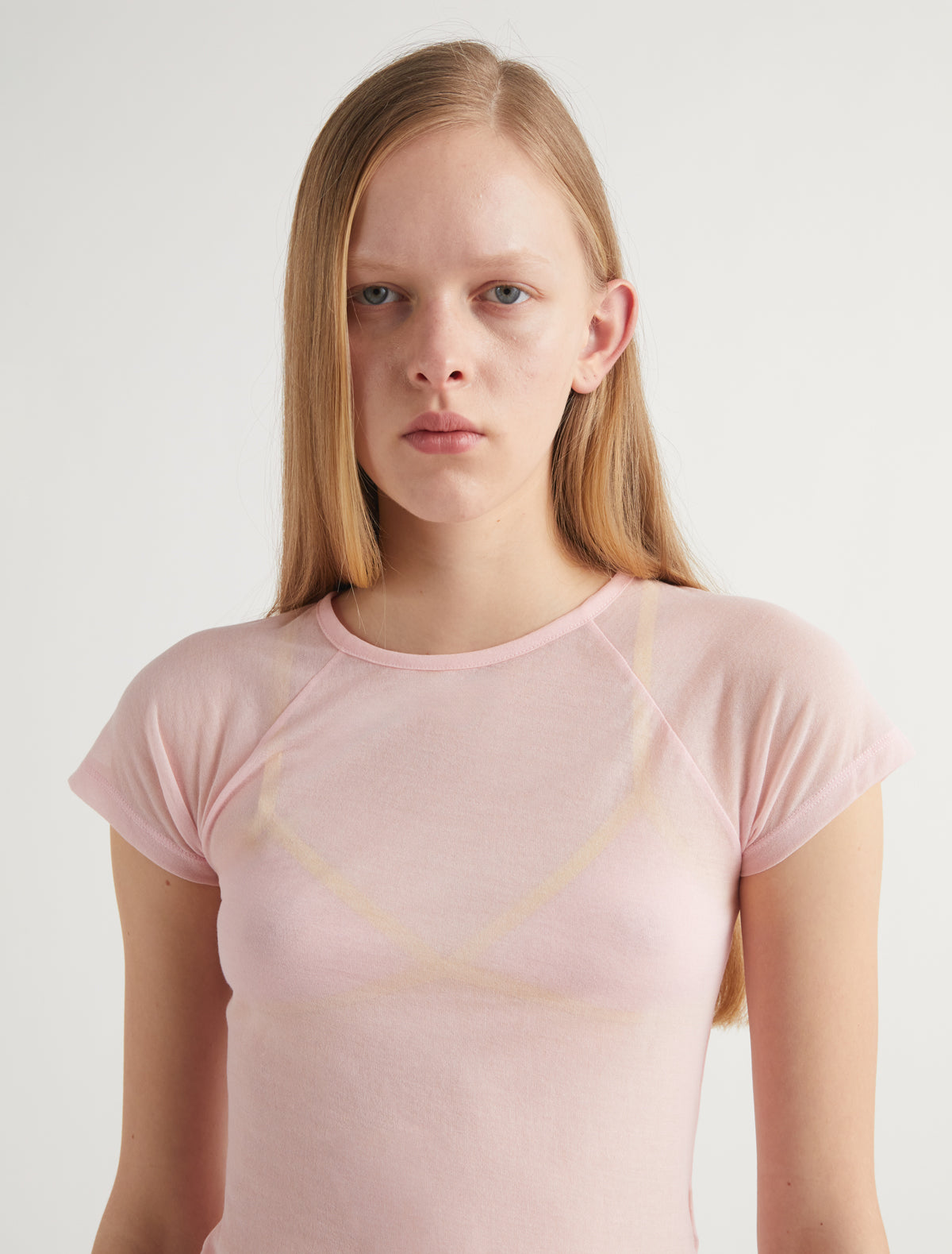 Omu delicate sheer top embroidery softpink