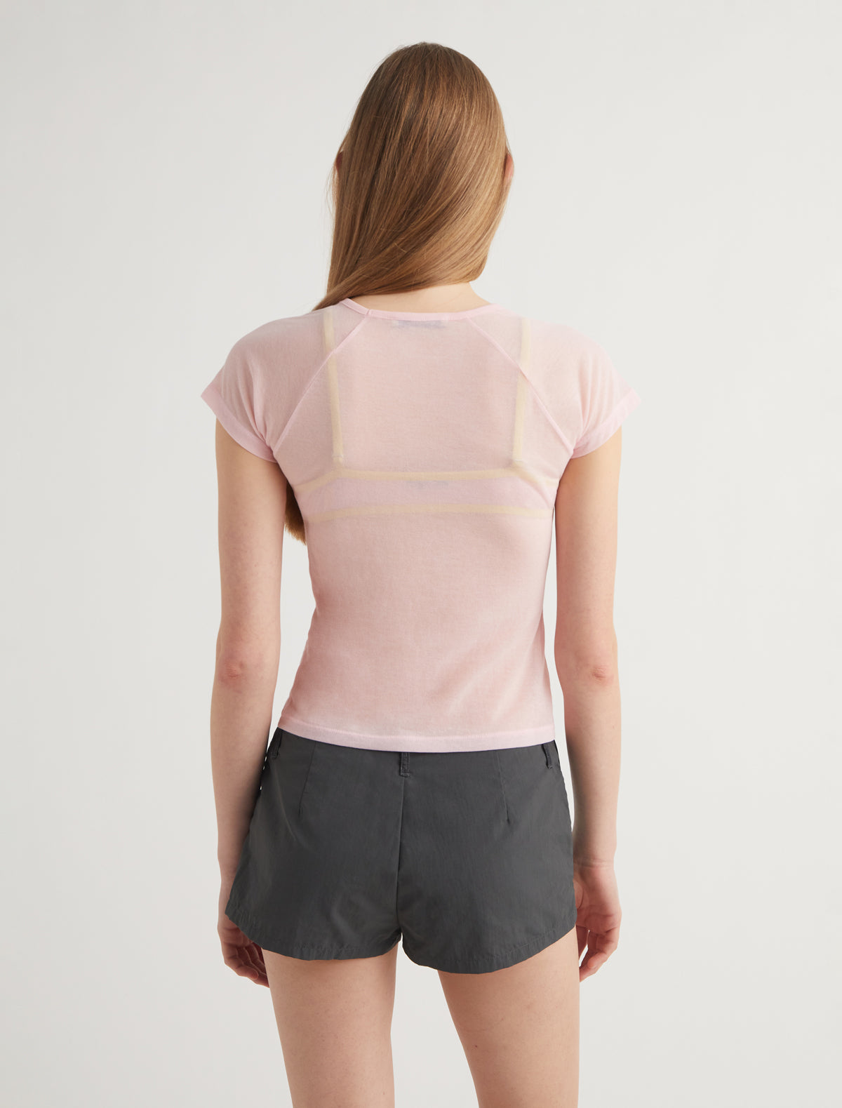 Omu delicate sheer top embroidery softpink