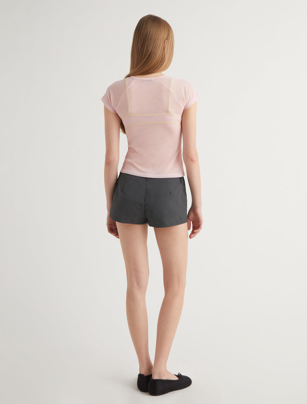 Omu delicate sheer top embroidery softpink