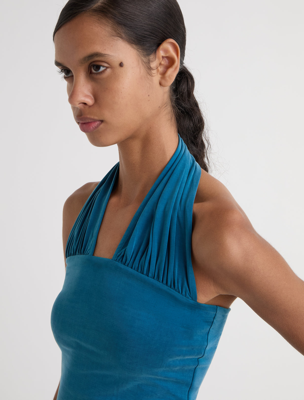 Rima halter neck top cut out detail blue