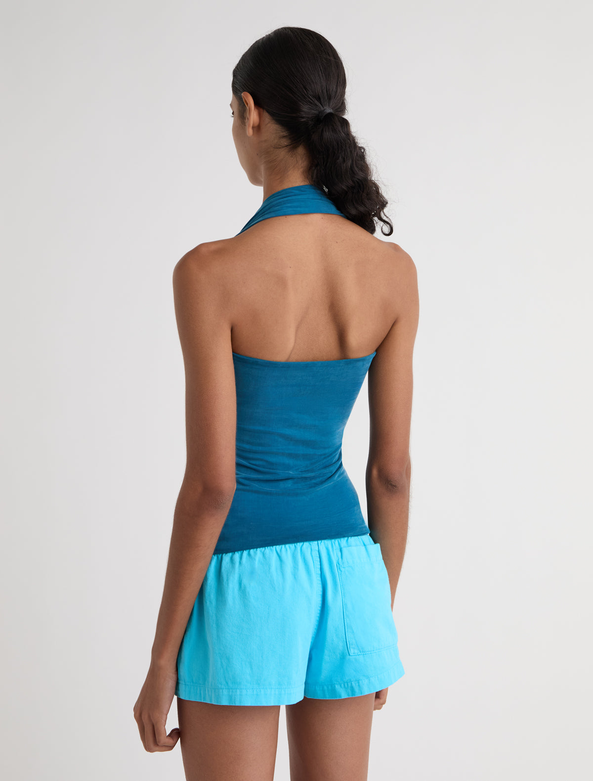 Rima halter neck top cut out detail blue