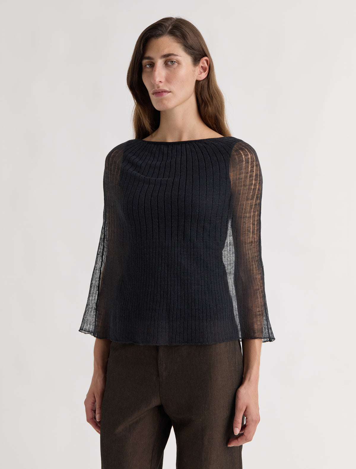 Saphira ii layered effect knitted top black