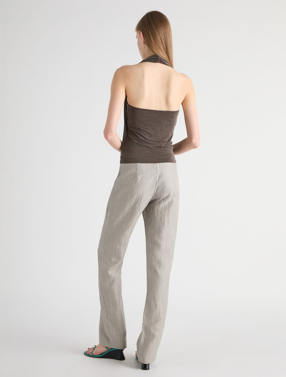 Sapito sheer halter top front lacing darkbrown