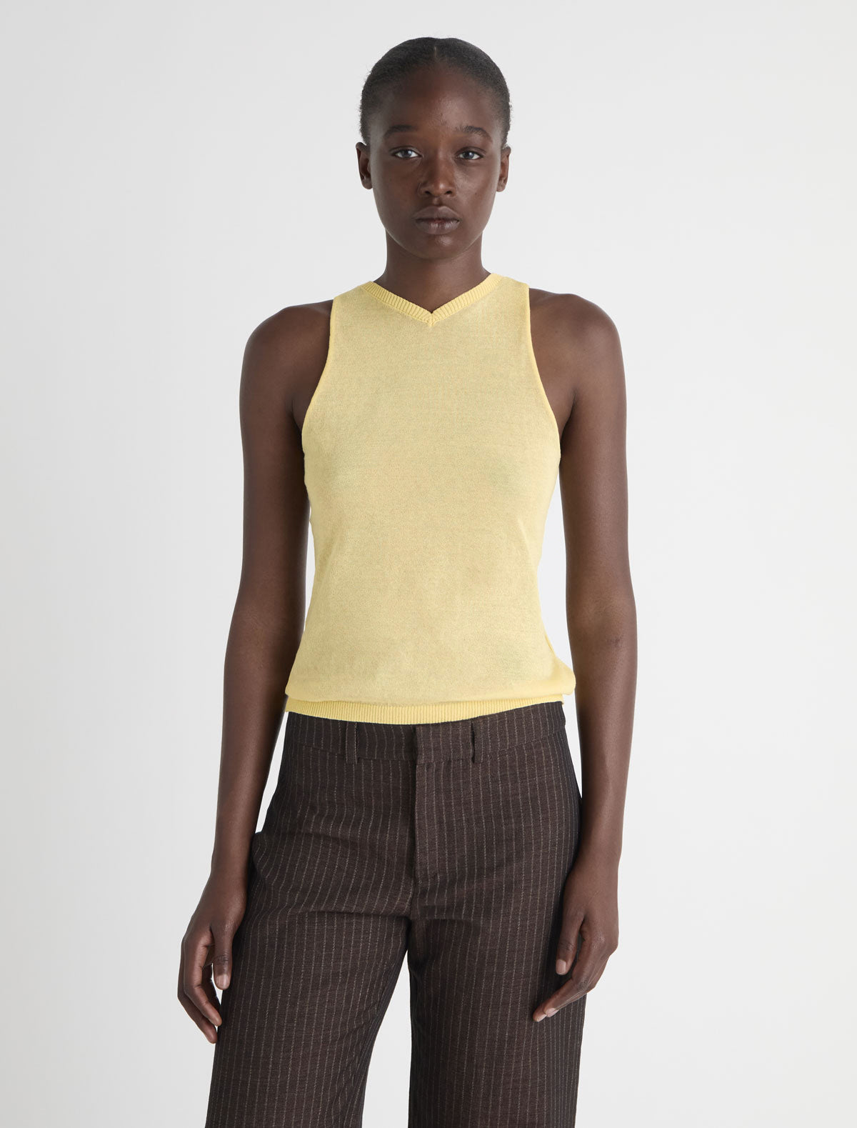 Sara ii sleeveless v neck knit top yellow