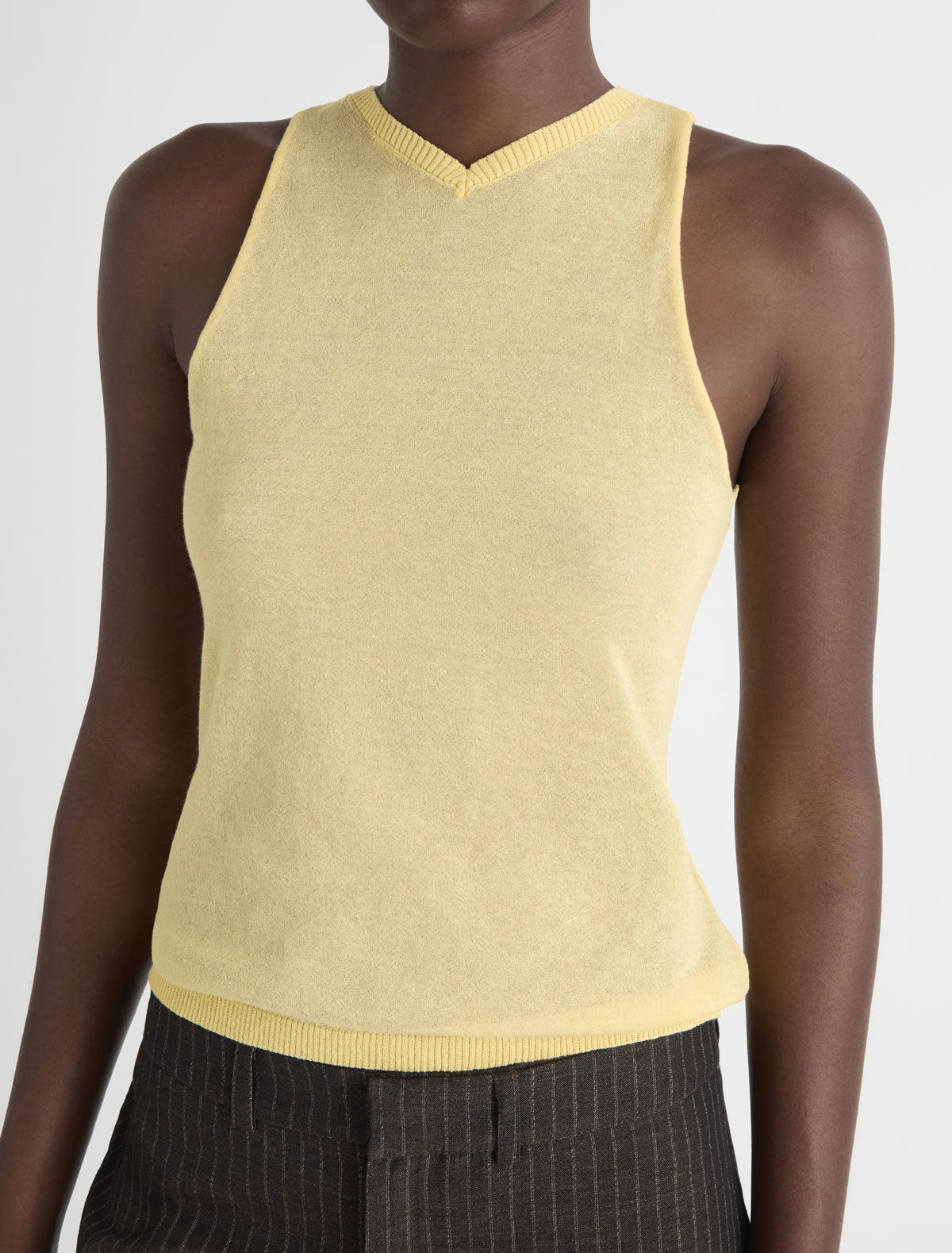 Sara ii sleeveless v neck knit top yellow