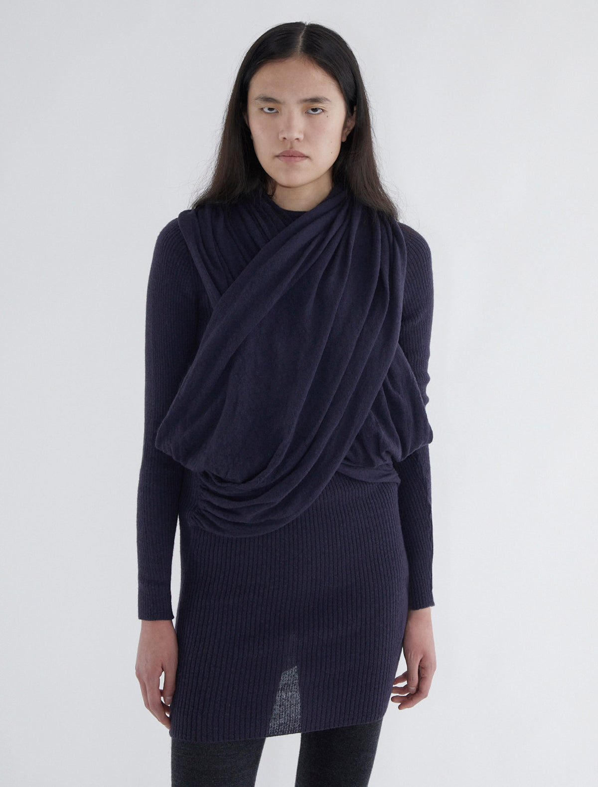 Elio dress ribbed inner dress crossover piece layered look