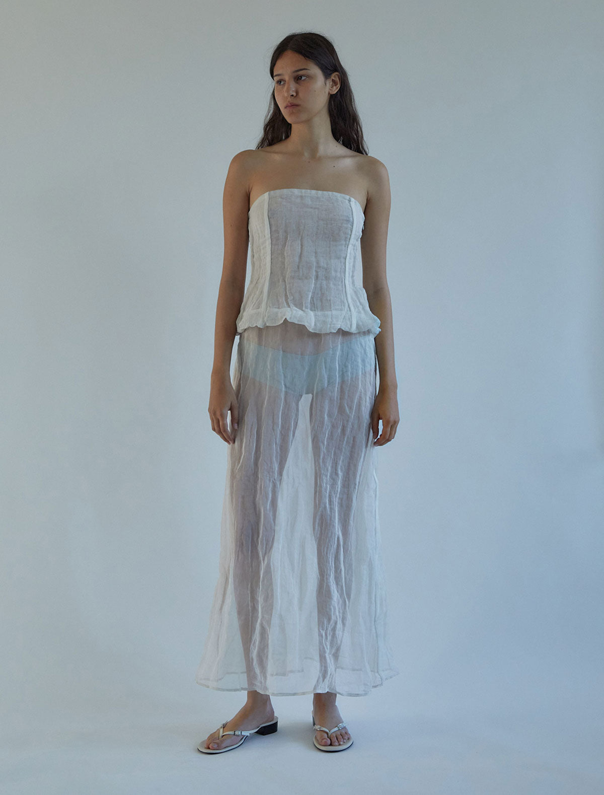 Mansi long dress two piece effect offwhite