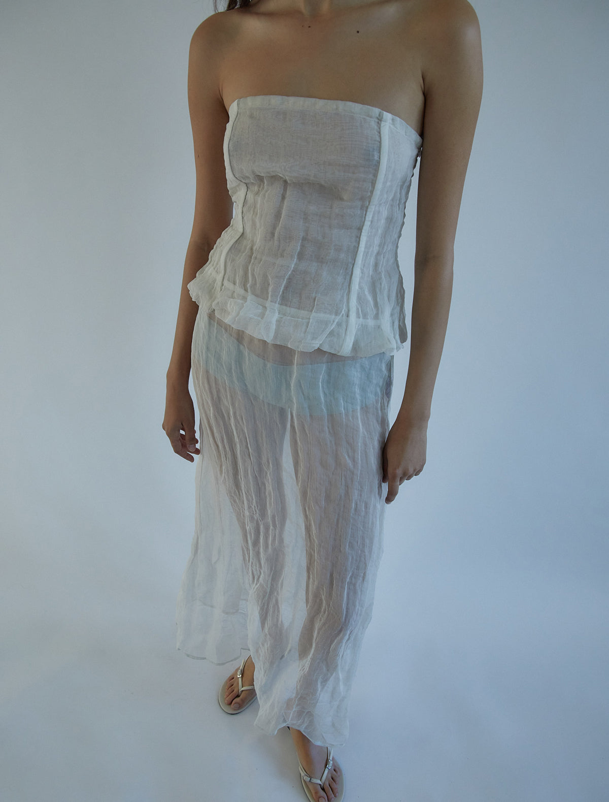 Mansi long dress two piece effect offwhite