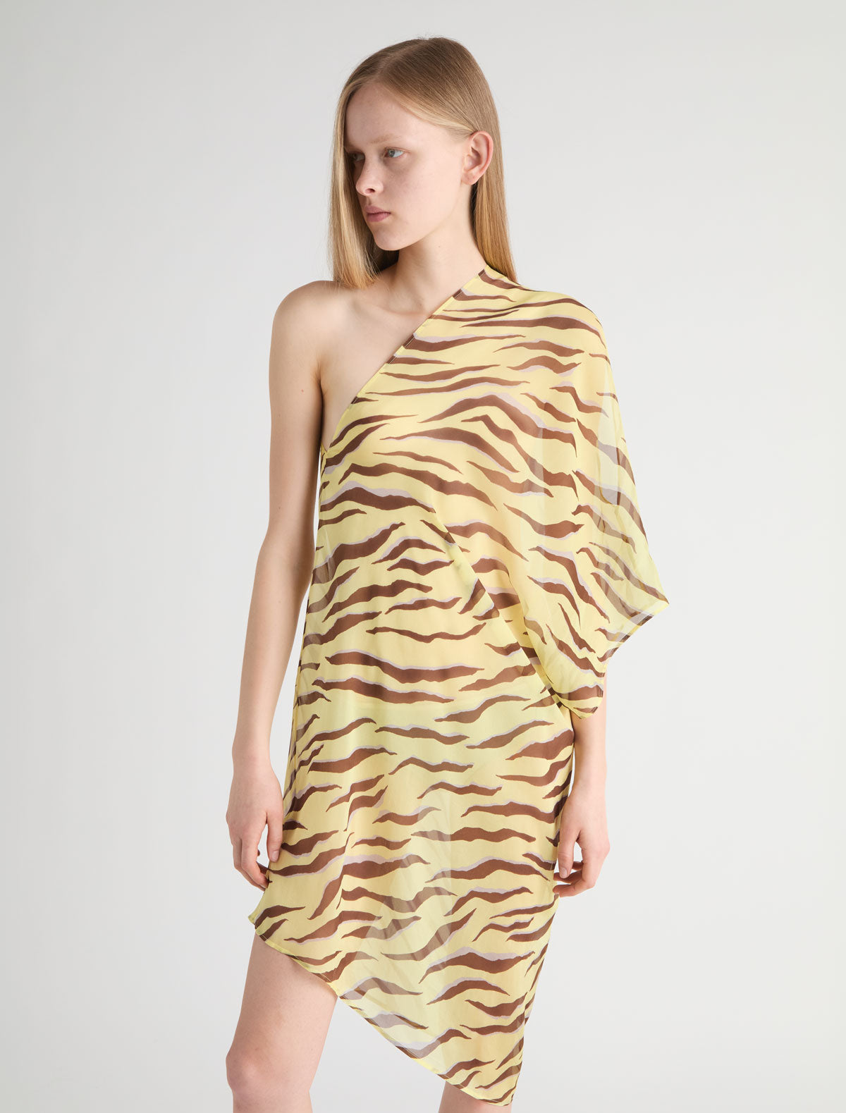 Bibbit long straight zebra print dress double position design yellow