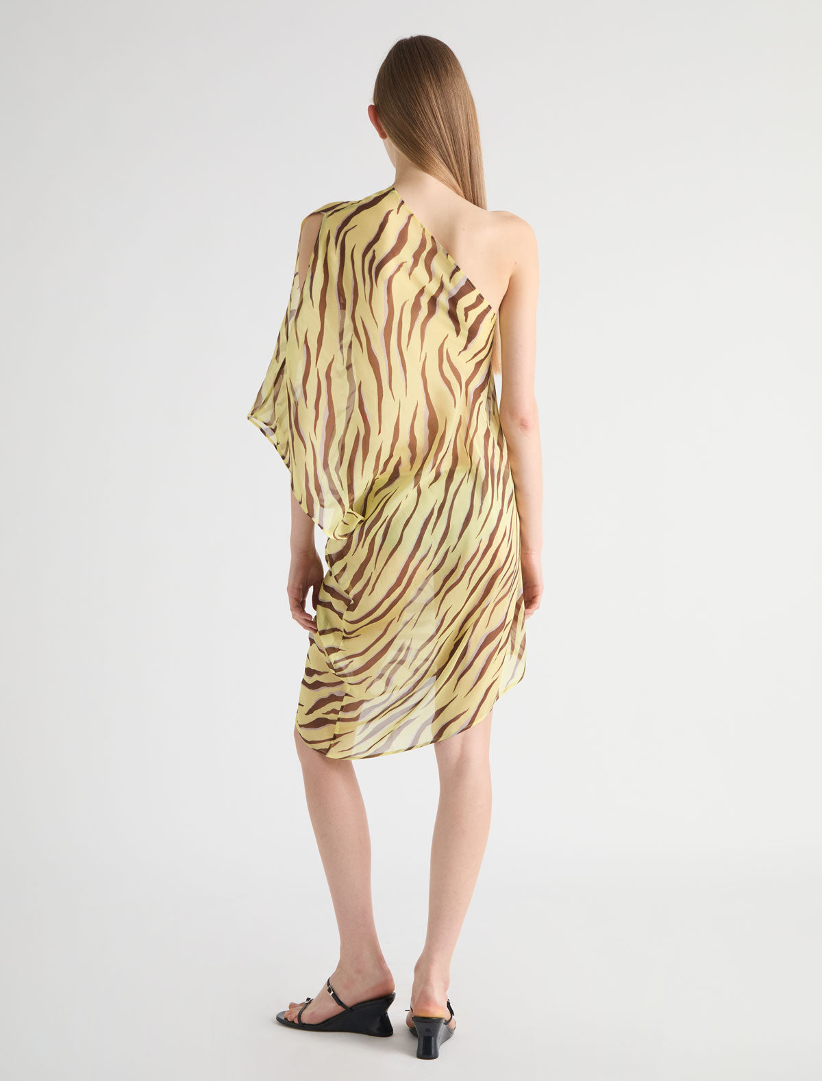 Bibbit long straight zebra print dress double position design yellow