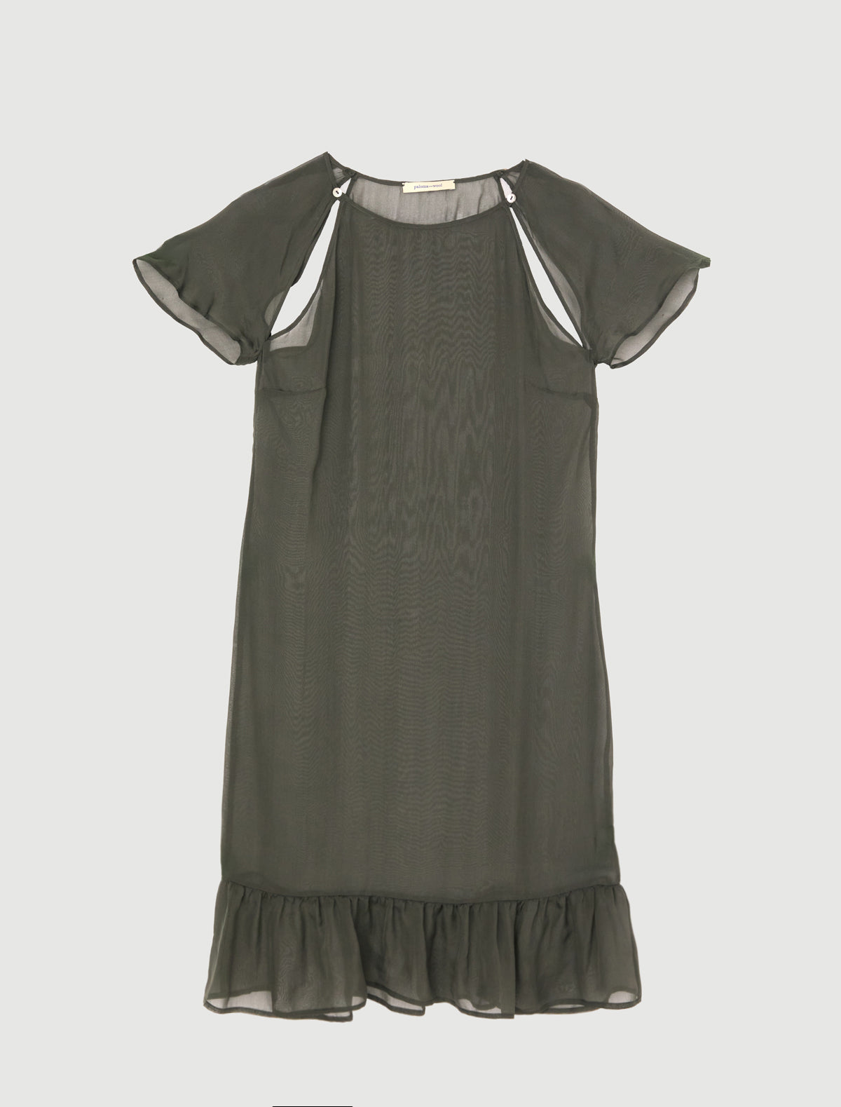 Lira dress midi dress short sleeves openings armholes ruffled hem darkgreen