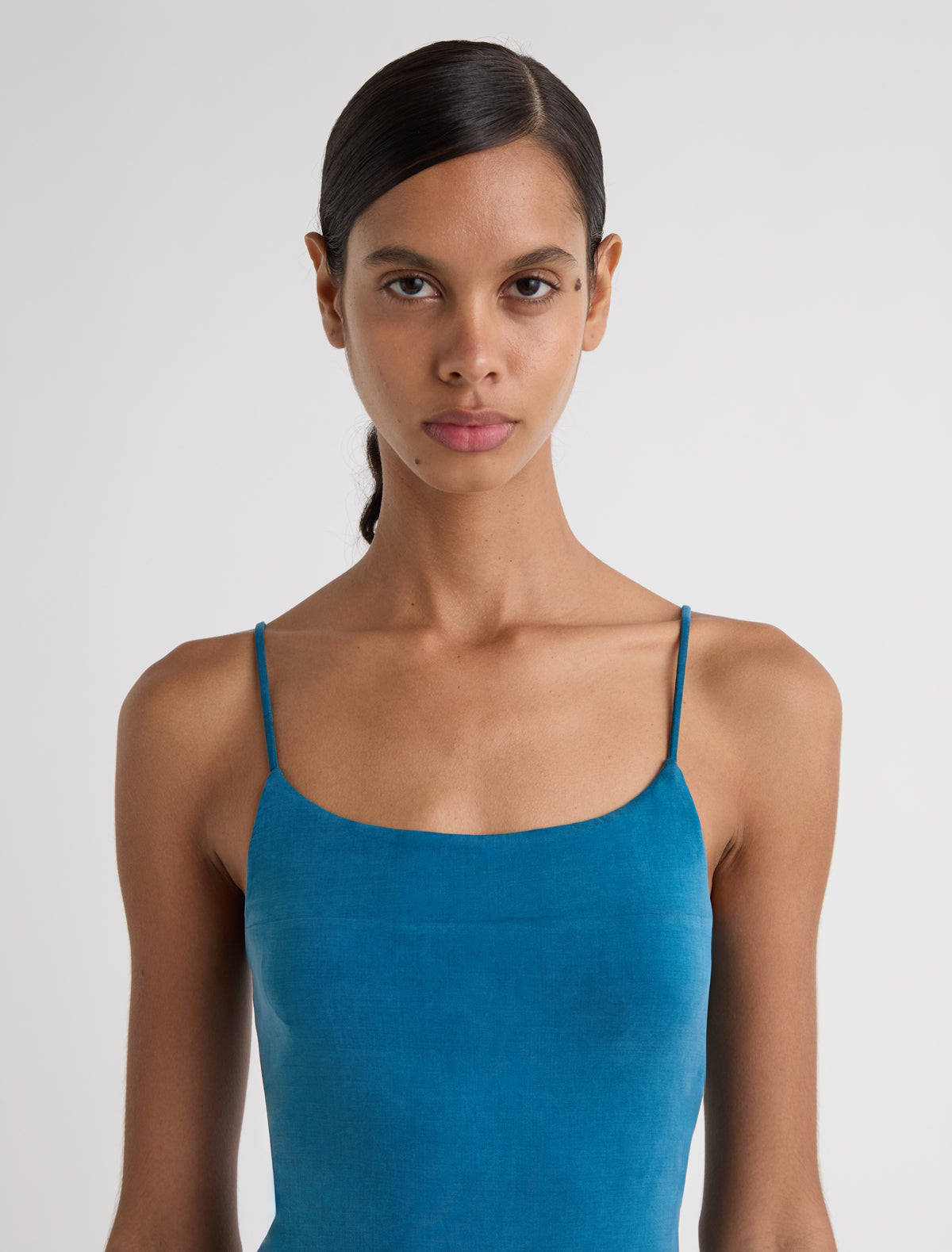 Zuno dress short strappy cupro dress cyan