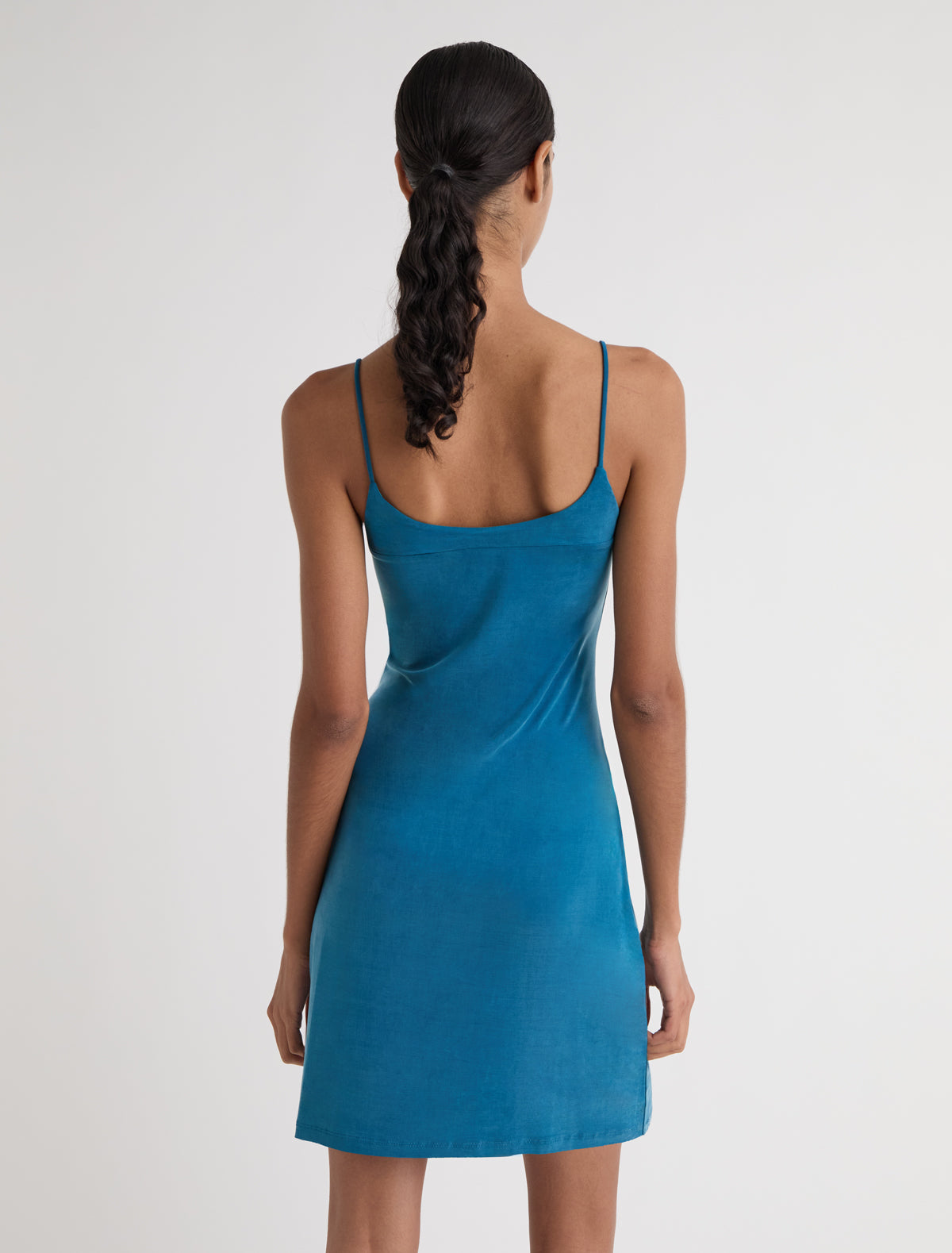 Zuno dress short strappy cupro dress cyan