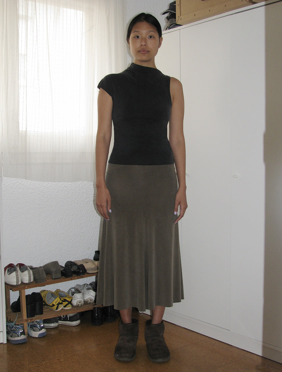 Elvira asymmetric cupro top black